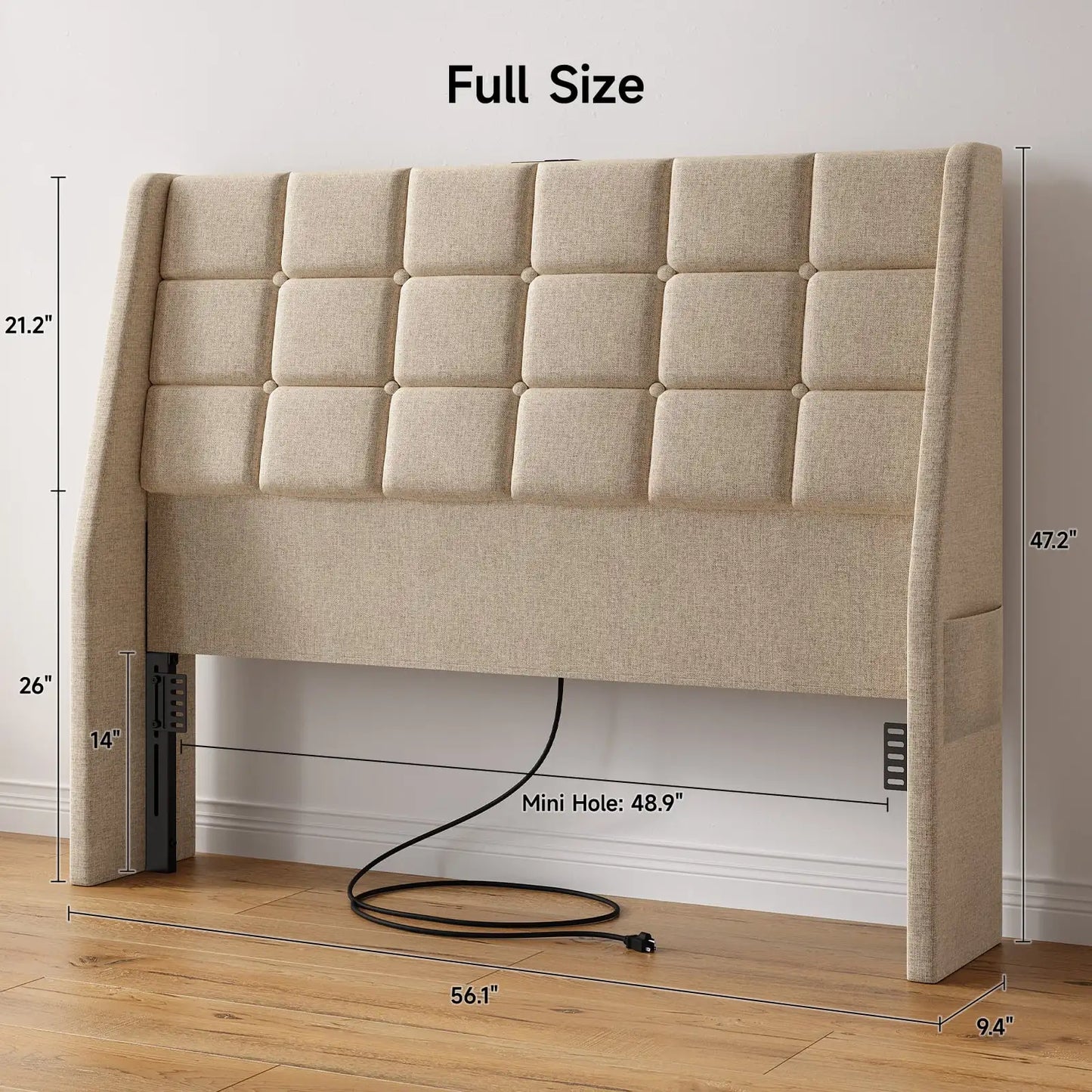 ONBRILL Linen Upholstered Headboard With Tufted Button Wingback