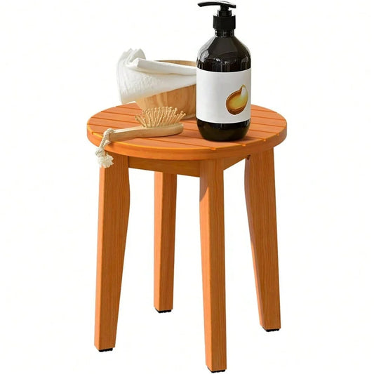 Round Bamboo Waterproof Shower Stool For Bathroom Use