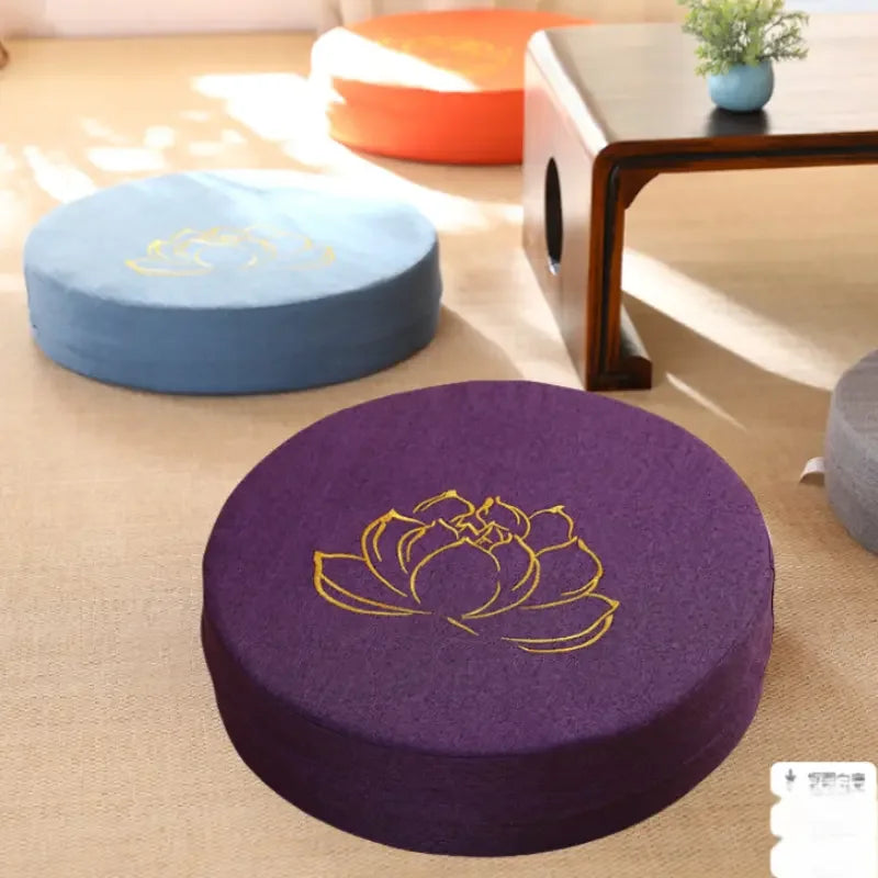 Meditation Cushion With Linen Texture Backrest Pillow Washable