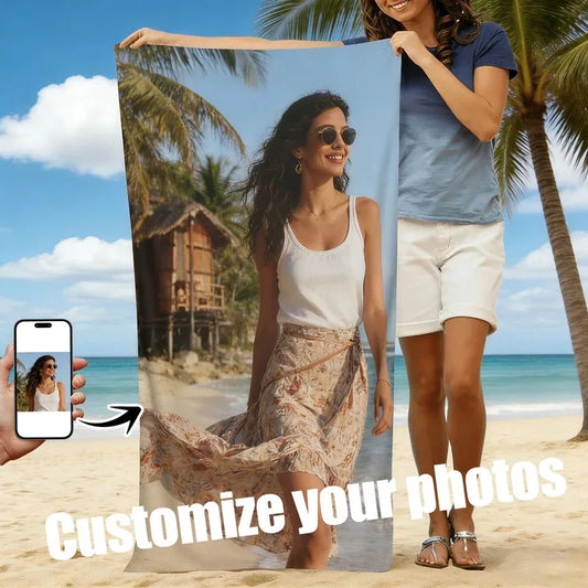 Custom Photo Beach Towel Microfiber Quick Dry Anti Sand