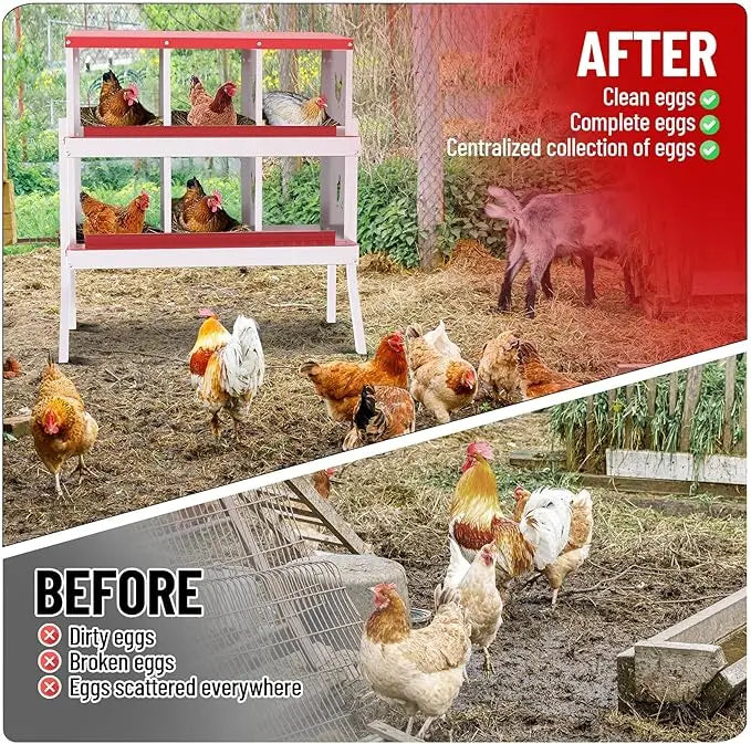 HiMISS 6-8 Holes Chicken Nest Box Metal Hen House Ventilated With Stand