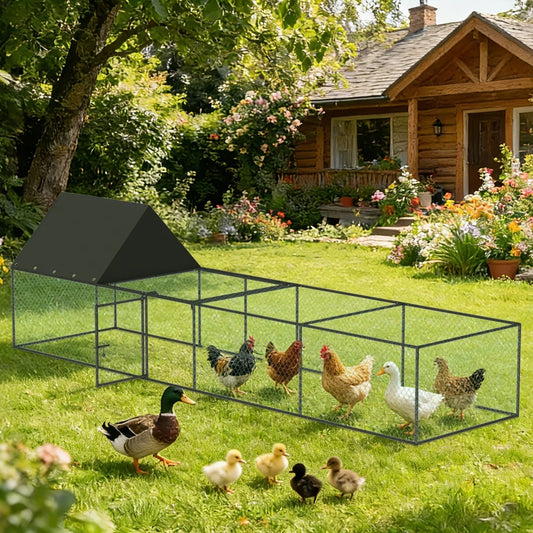 Borwart Large Outdoor Chicken Coop Cage With Nylon Netting