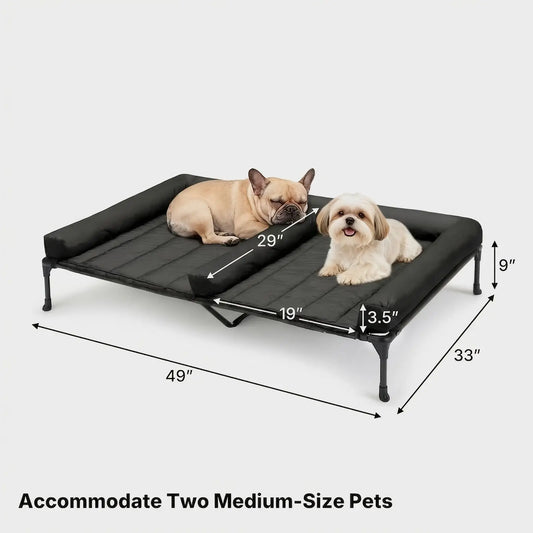 Elevated Cooling Dog Bed With Removable Cushion And Mesh Surface