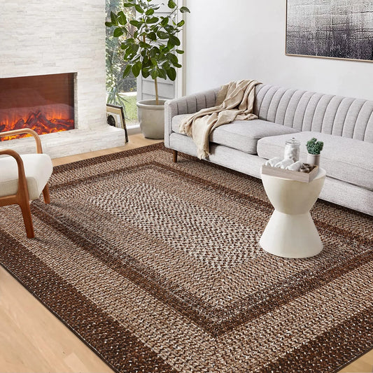 HiMISS Washable Area Rug Modern Braided Non Slip Living Room