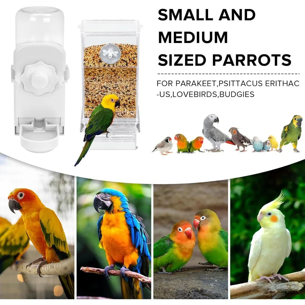 XIUWO No Mess Bird Feeder And Water Dispenser For Parakeets