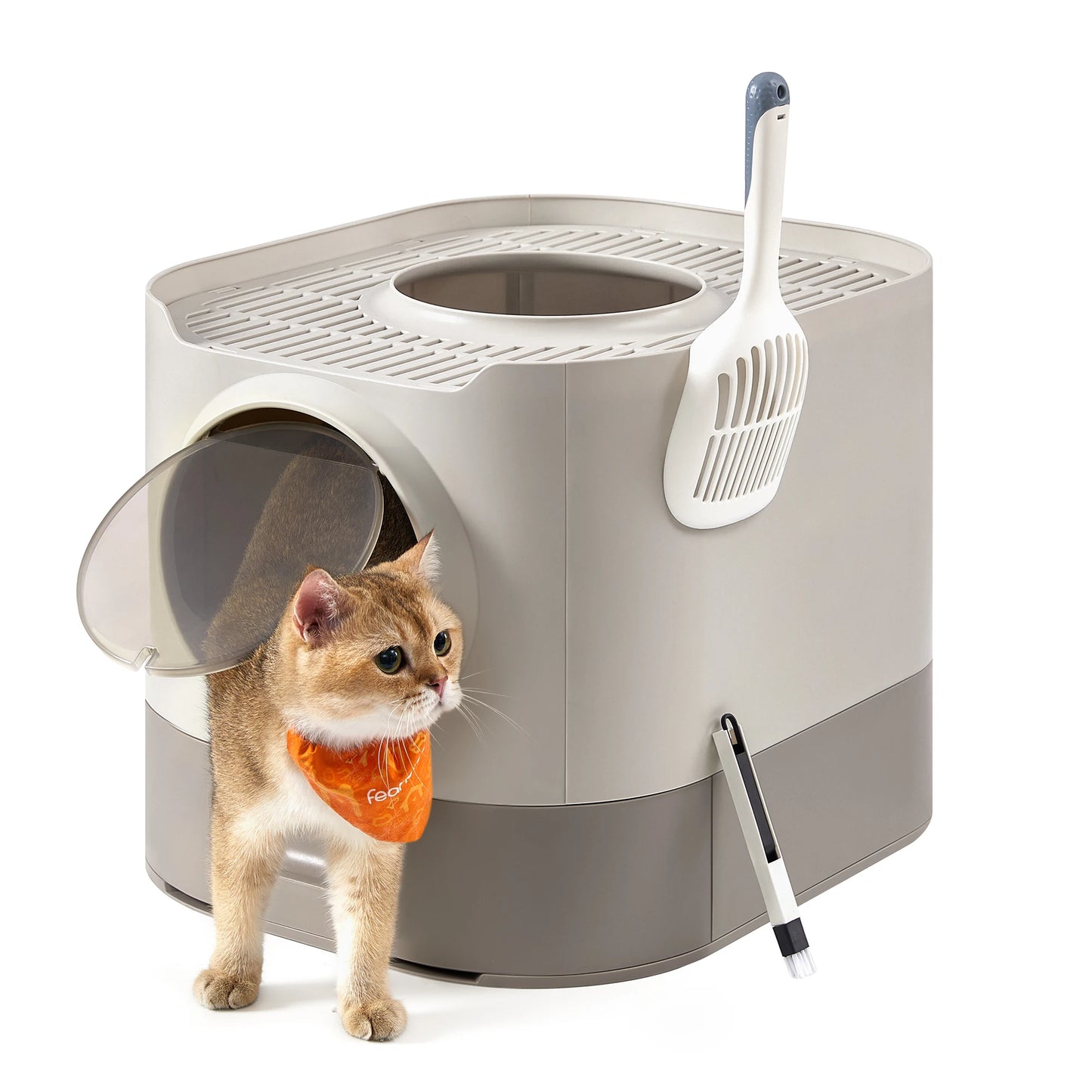 Feandrea Enclosed Cat Litter Box With Slide Out Tray And Accessories