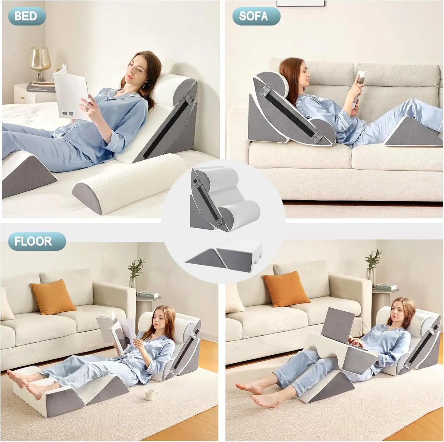 Orthopedic Bed Wedge Pillow Set Memory Foam For Postoperative Pain Relief