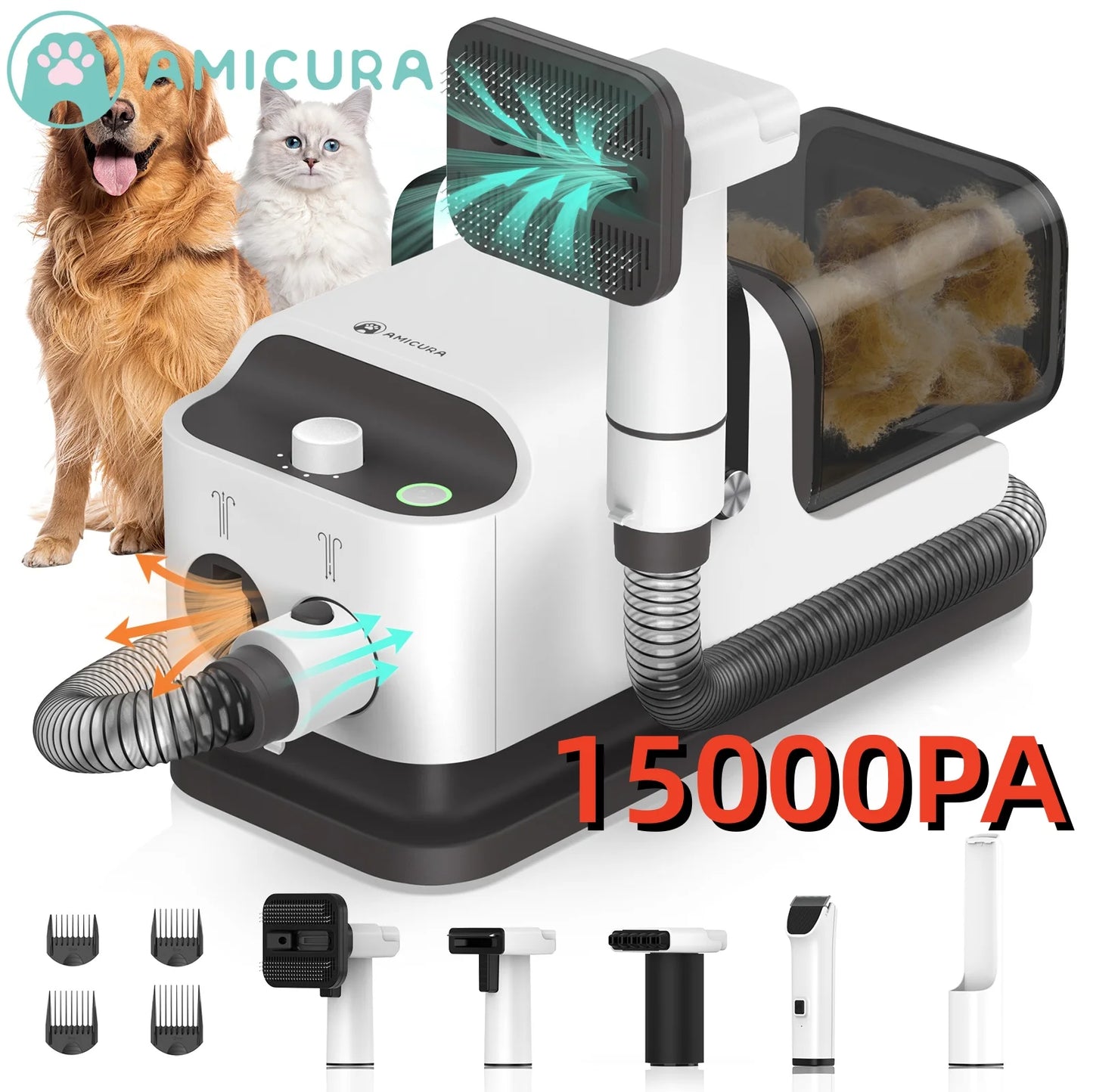 P1 Pet Grooming Vacuum And Hair Dryer With 15kPa Suction