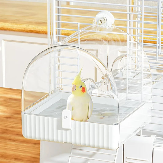 XIUWO Hanging 3-In-1 Bird Bath Cage Accessory Small-Medium Birds