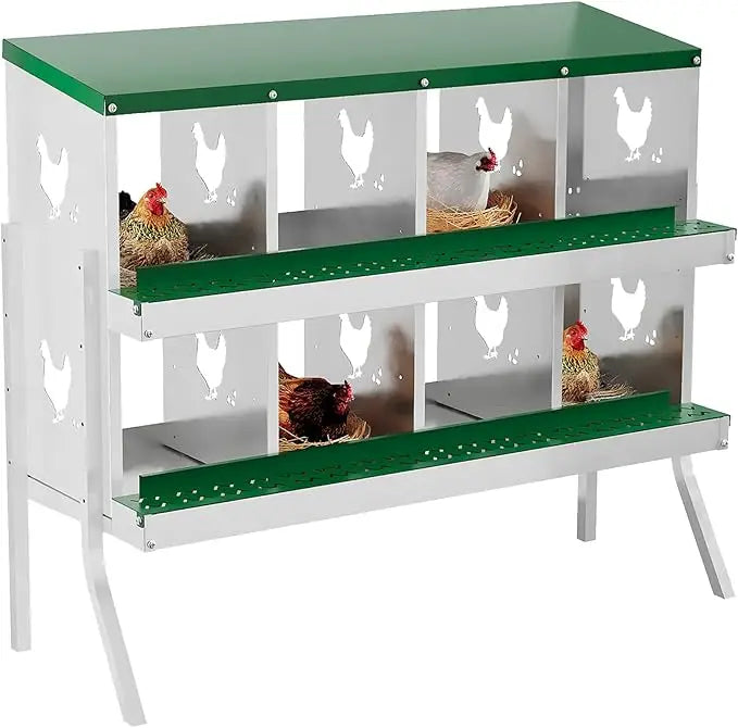 HiMISS 6-8 Holes Chicken Nest Box Metal Hen House Ventilated With Stand